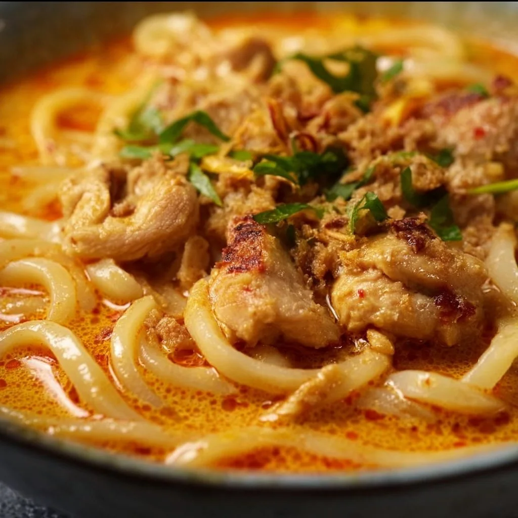 Thai-Inspired Coconut Red Curry Chicken Udon