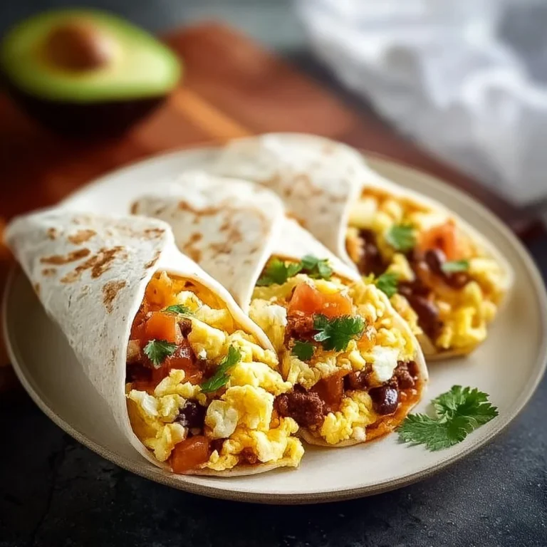 Delicious homemade breakfast burritos filled with eggs, cheese, and veggies.
