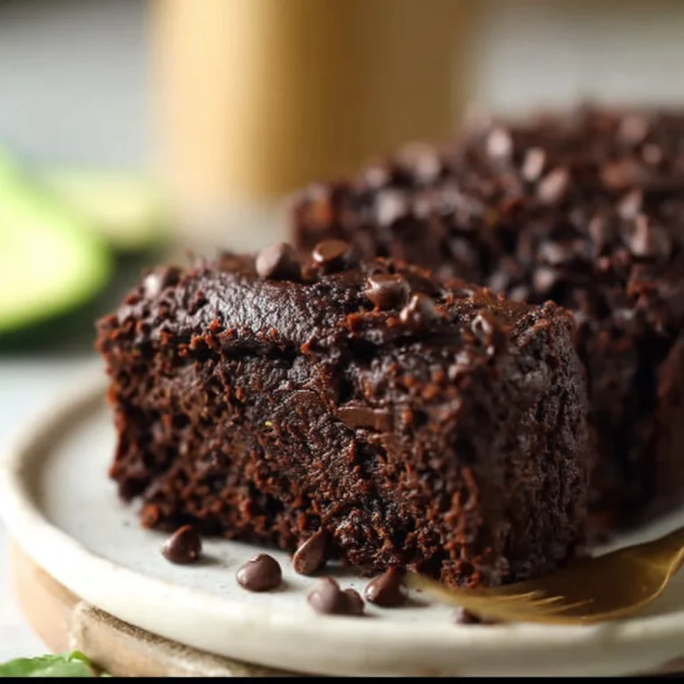 Delicious slice of chocolate zucchini bread on a wooden table