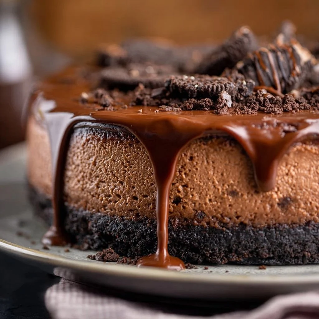 Triple Chocolate Cheesecake with Oreo Crust