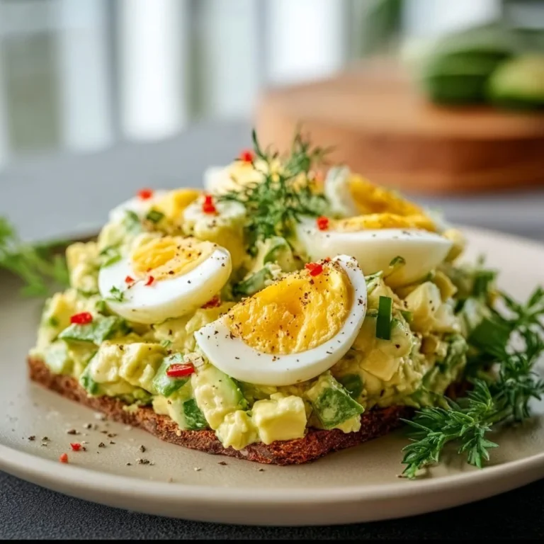 Zesty avocado egg salad served in a bowl with garnishes.