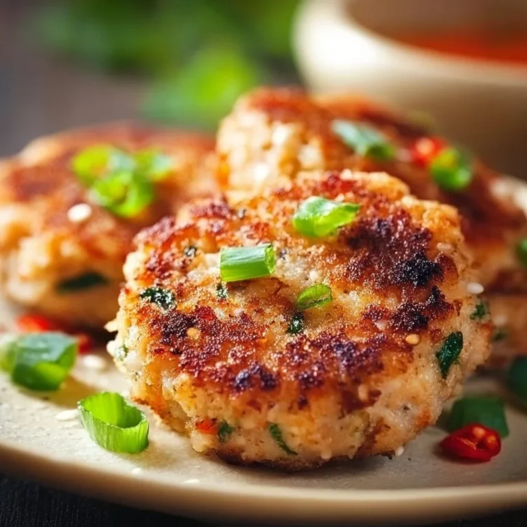 Asian-style tuna cakes served on a plate with dipping sauce
