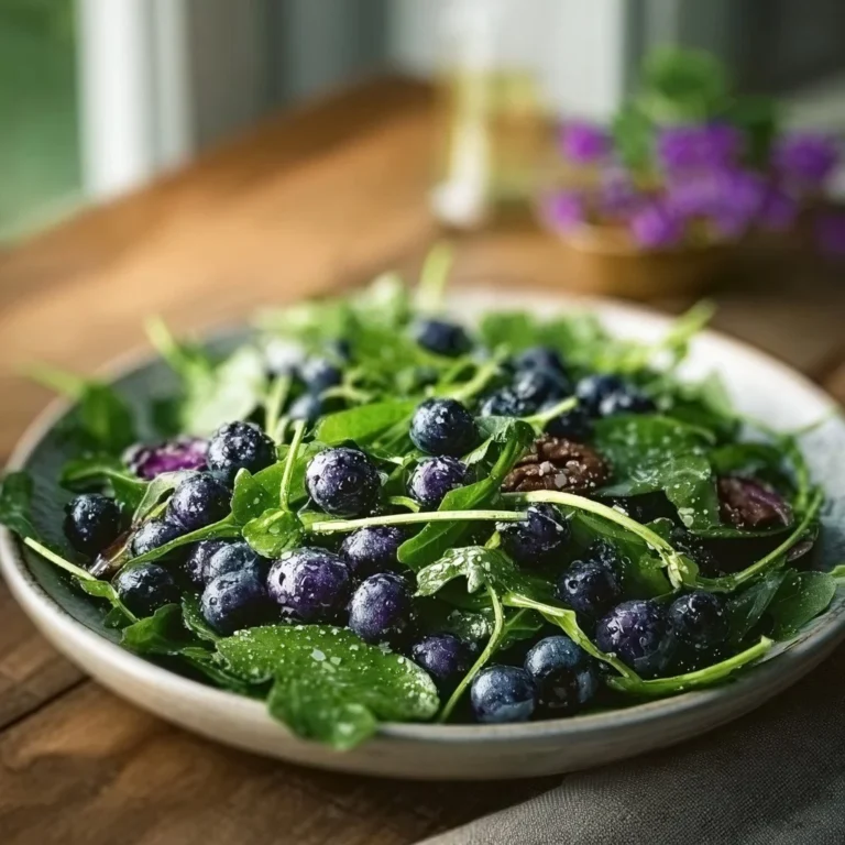 Delicious Blueberry Arugula Herb Salad with fresh blueberries and greens