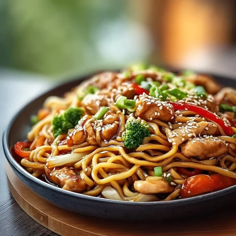 Delicious Chicken Teriyaki Noodles with vegetables and sesame seeds