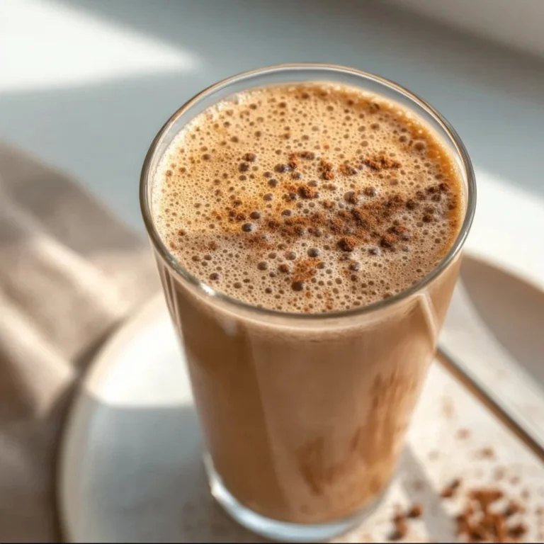 Delicious coffee smoothie topped with whipped cream and cocoa powder