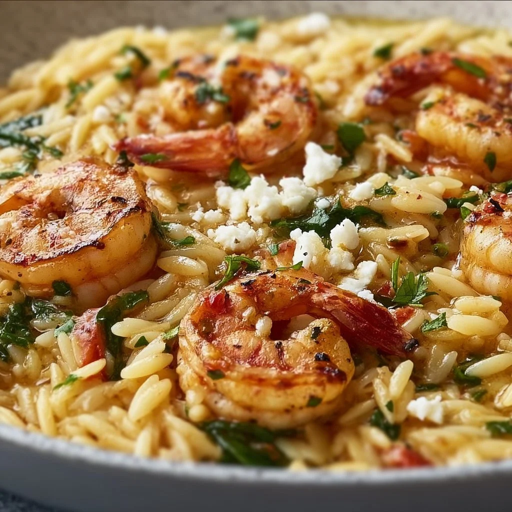Creamy Shrimp Orzo with Lemon & Feta