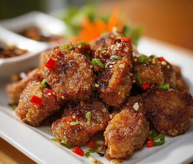 Crispy salt and pepper pork chop bites served as a delicious appetizer