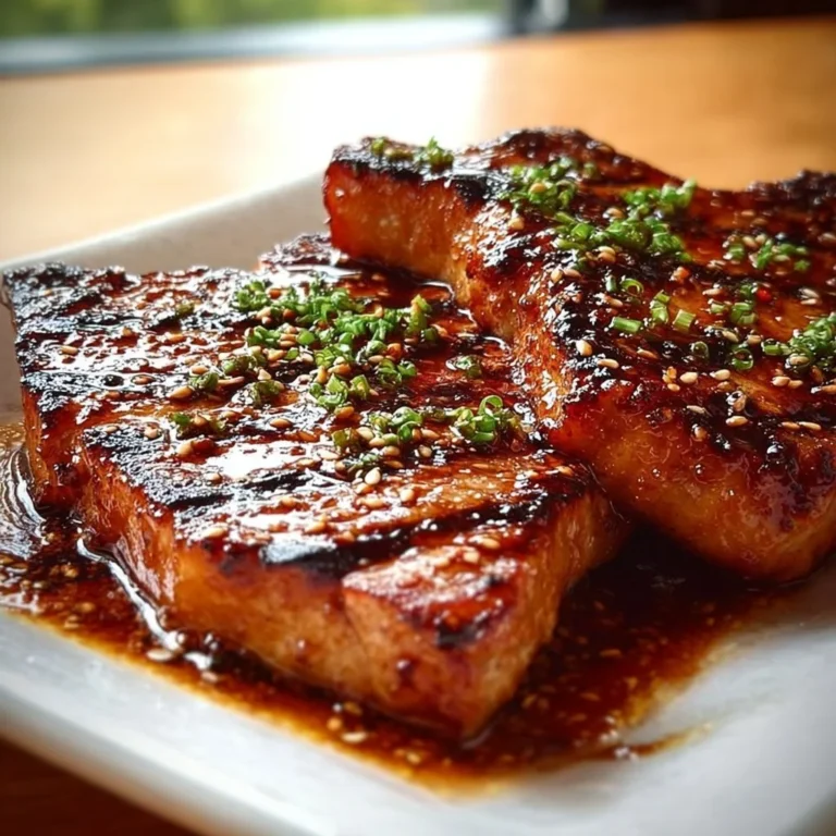 Juicy honey garlic pork chops served on a plate with herbs and sides.