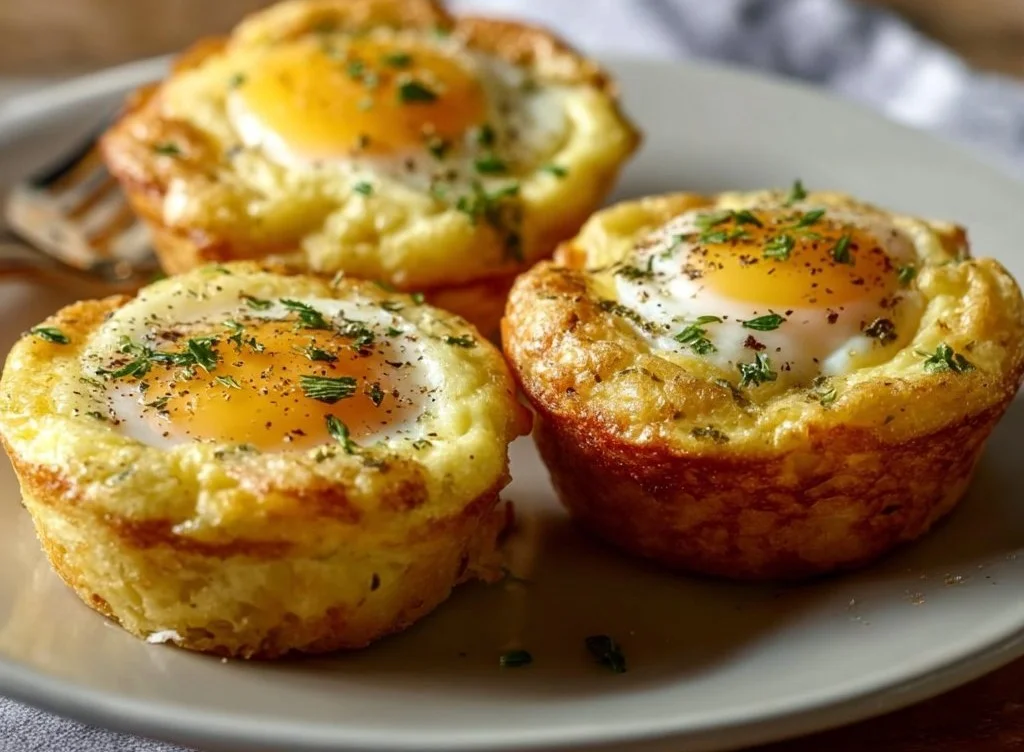Gluten-free egg potato breakfast muffins on a plate
