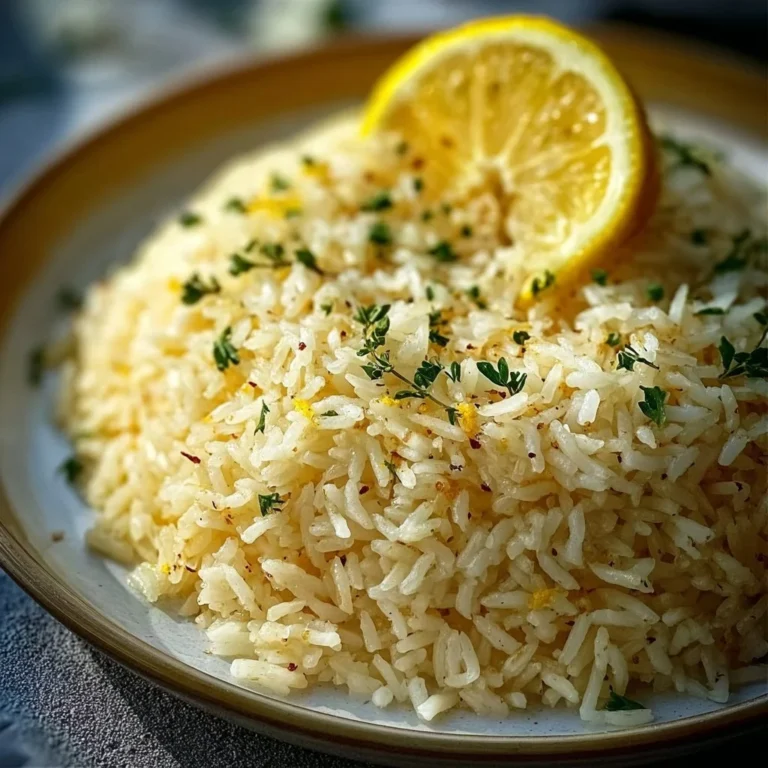 Bowl of Greek Lemon Rice garnished with fresh herbs