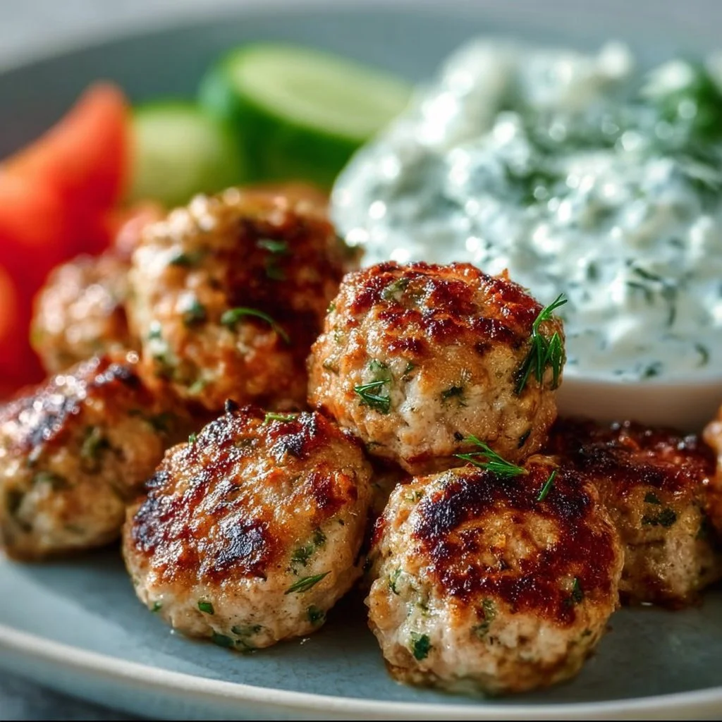 Greek Turkey Meatballs with Tzatziki