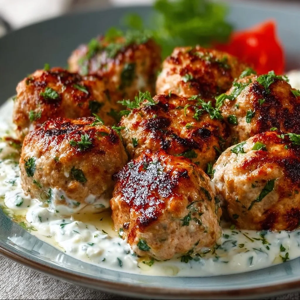 Greek Turkey Meatballs with Tzatziki