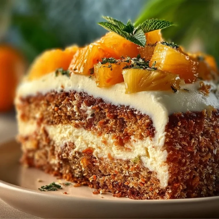 Slice of Hawaiian Carrot Pineapple Cake topped with cream cheese frosting