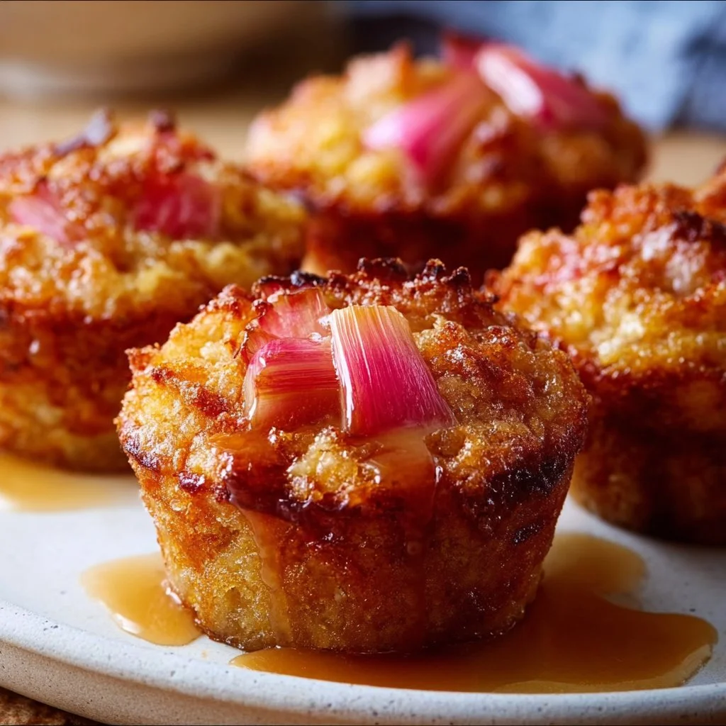 Irresistible Upside Down Rhubarb Muffins - FlirtyFood