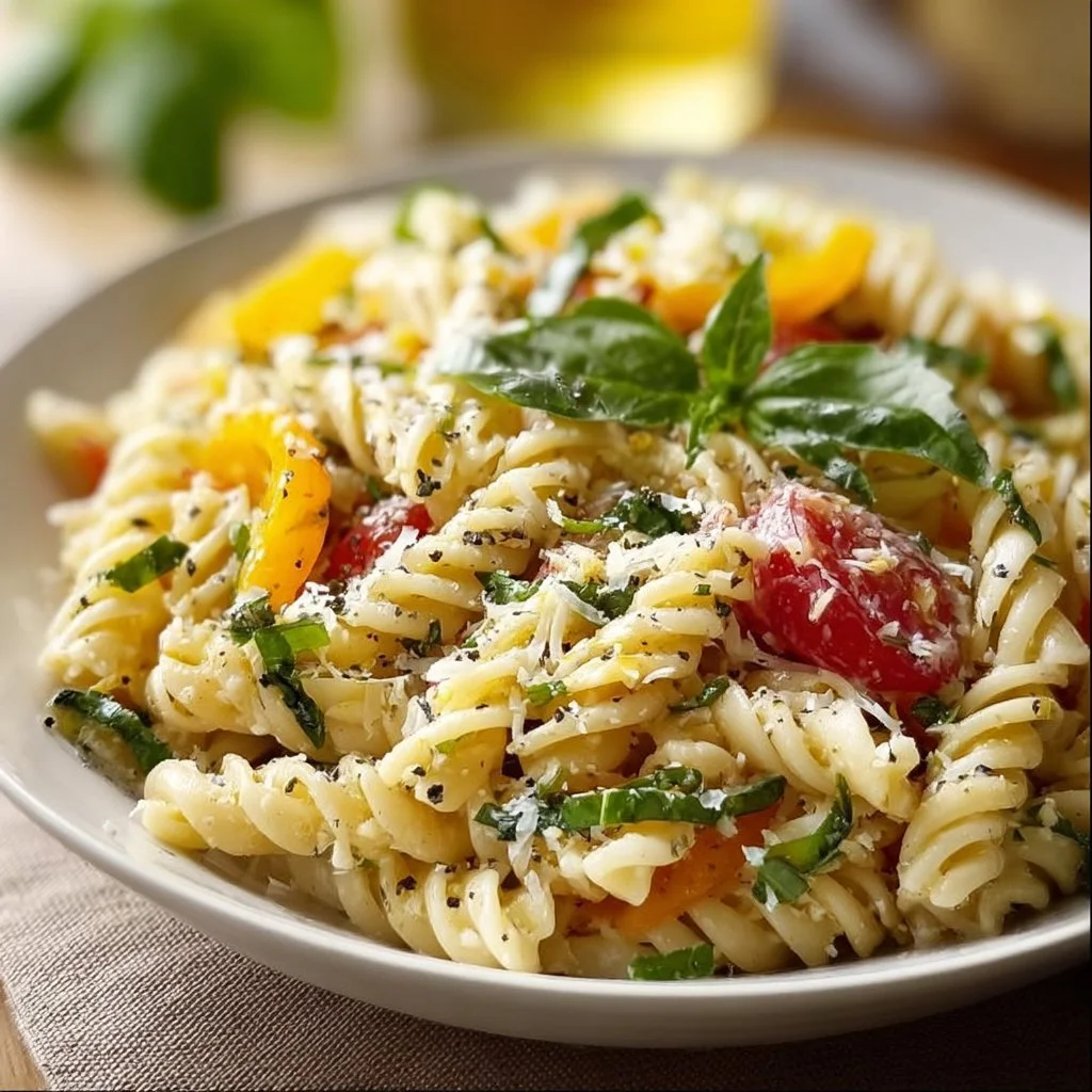 Lemon Basil Parmesan Pasta Salad
