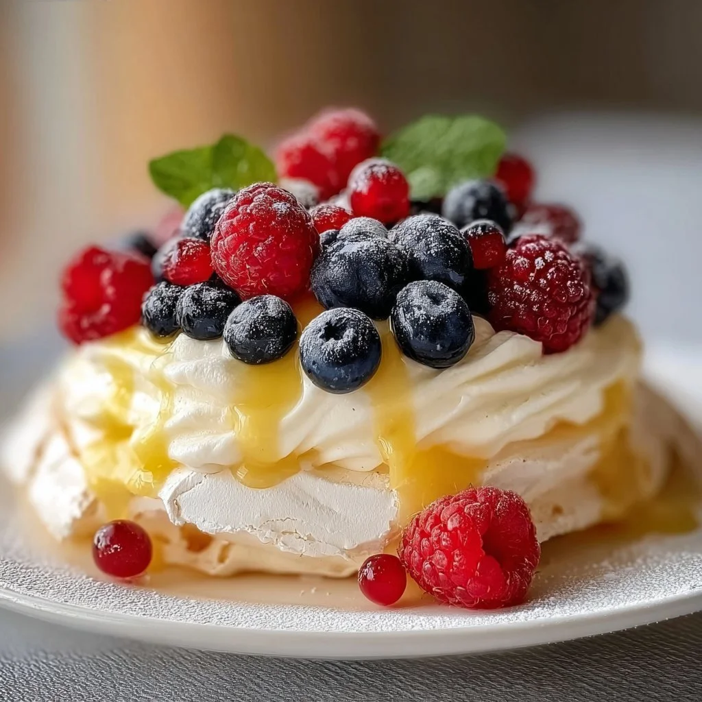 Lemon Curd & Berry Pavlova