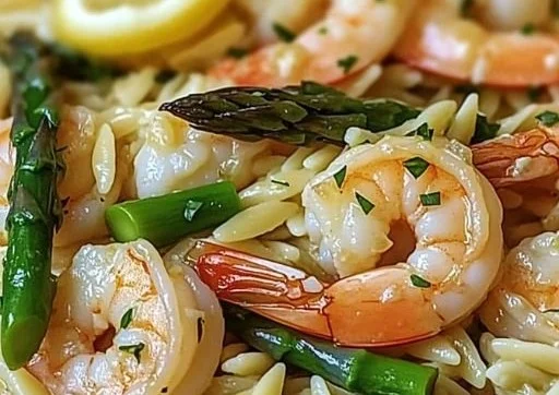 Lemon Garlic Shrimp and Asparagus Orzo