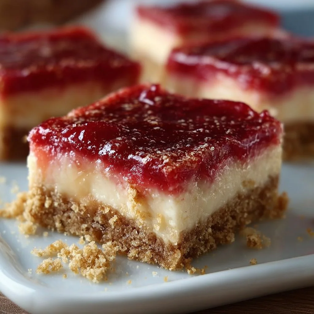 No Bake Rhubarb Cheesecake Squares