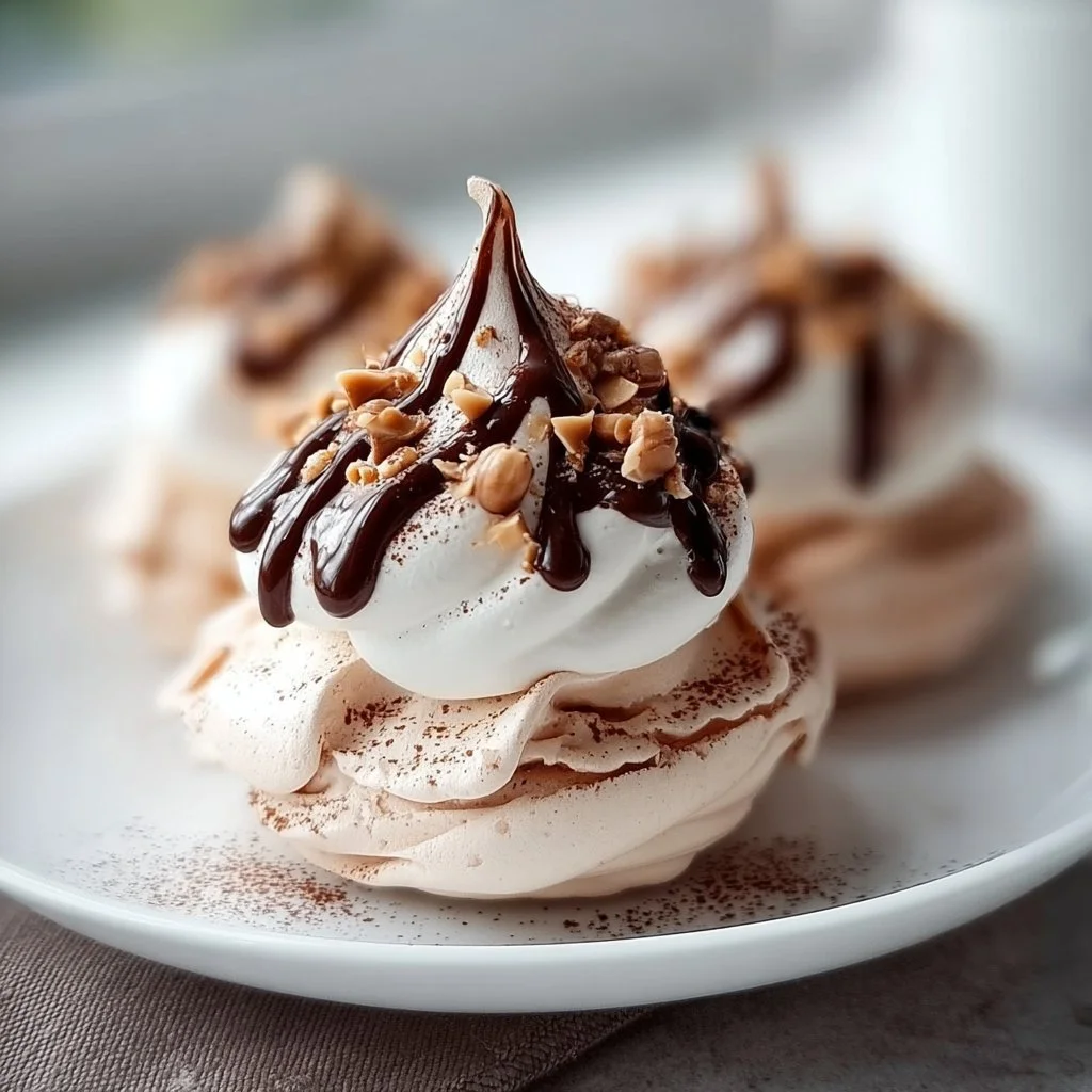 Delicious Nutella Pavlovas topped with creamy Nutella and fresh fruits
