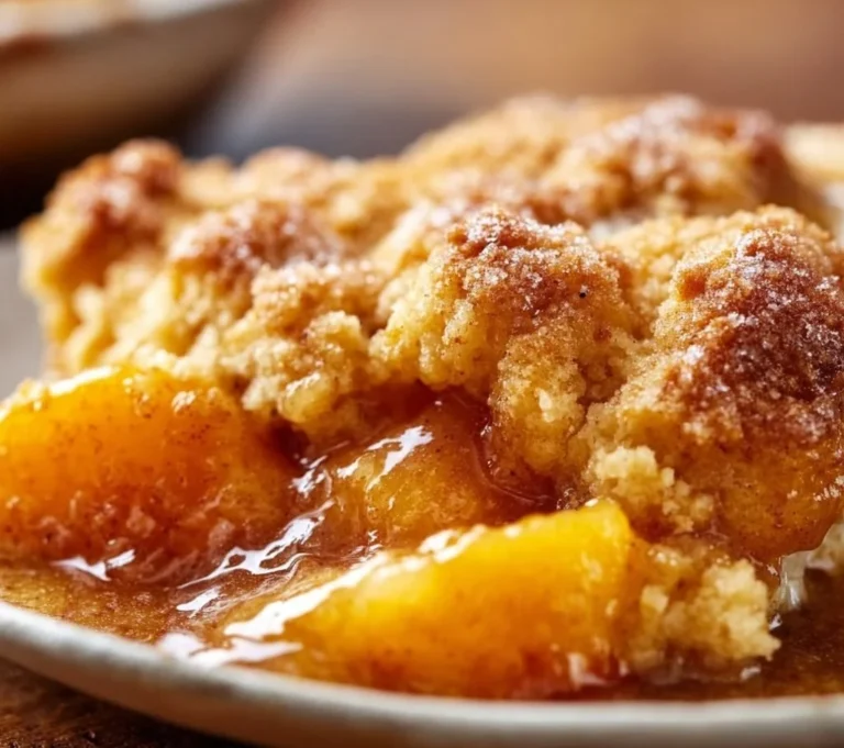Delicious homemade peach cobbler recipe by Paula Deen