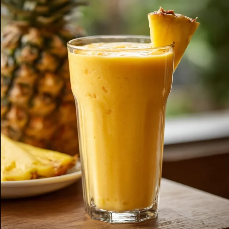 Delicious and refreshing Pineapple Mango Smoothie in a glass