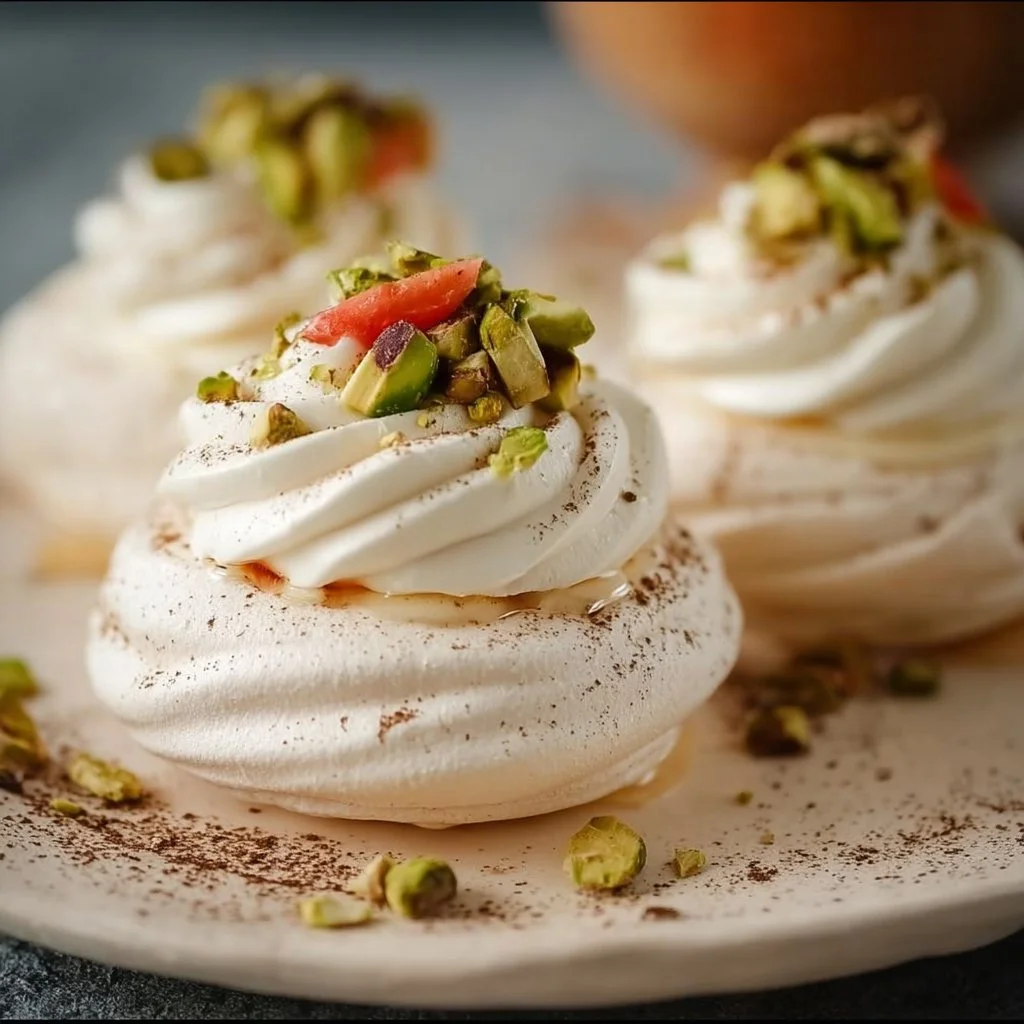 Pistachio Mini Pavlova Nests