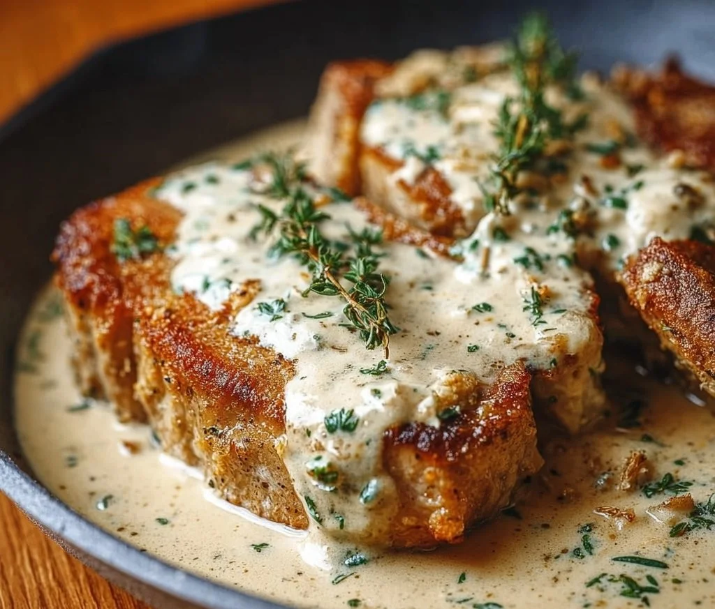 Pork Chops with Creamy Garlic Sauce
