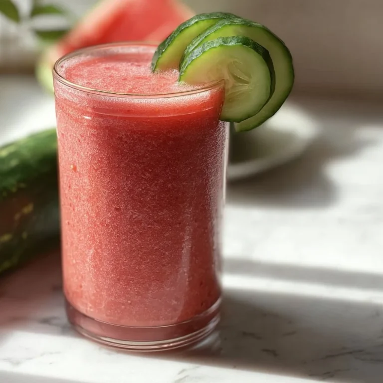 Refreshing watermelon smoothie with cucumber served in a glass
