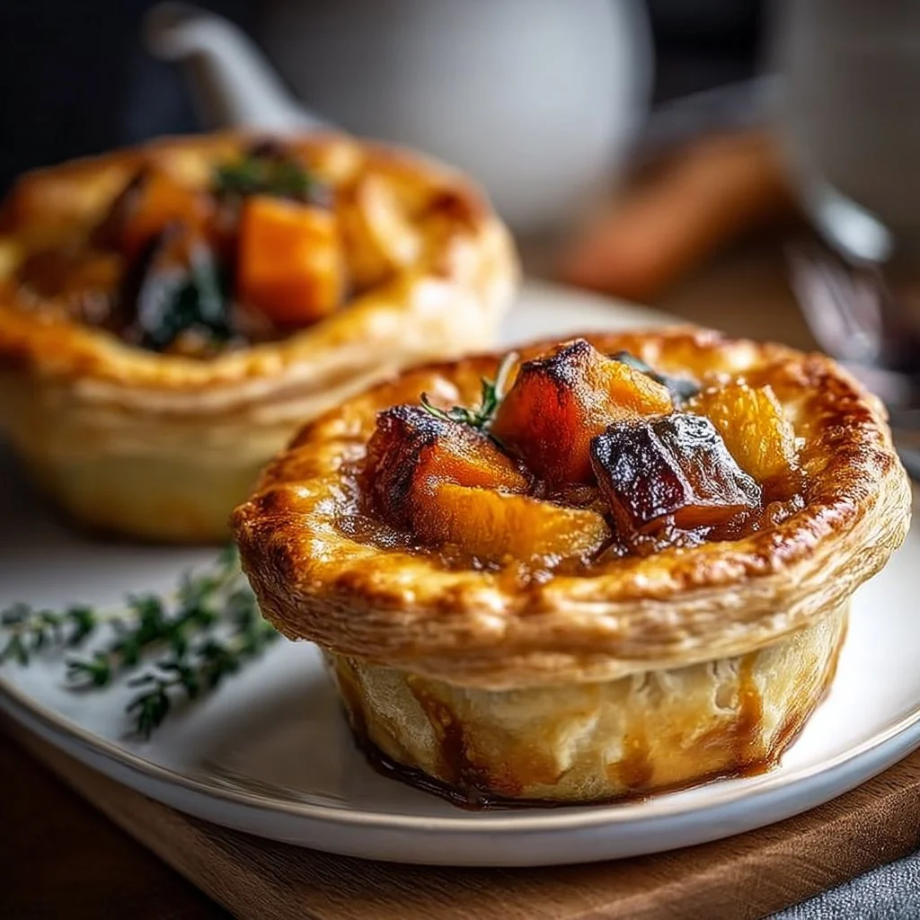 Roasted Autumn Vegetable Pot Pie filled with seasonal vegetables and golden crust
