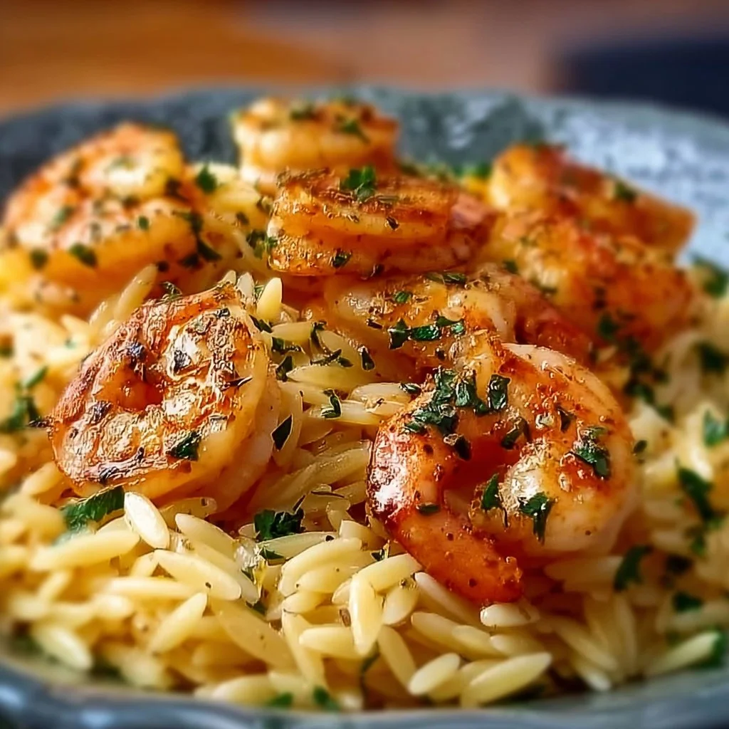 Shrimp Orzo with Lemon Garlic Sauce