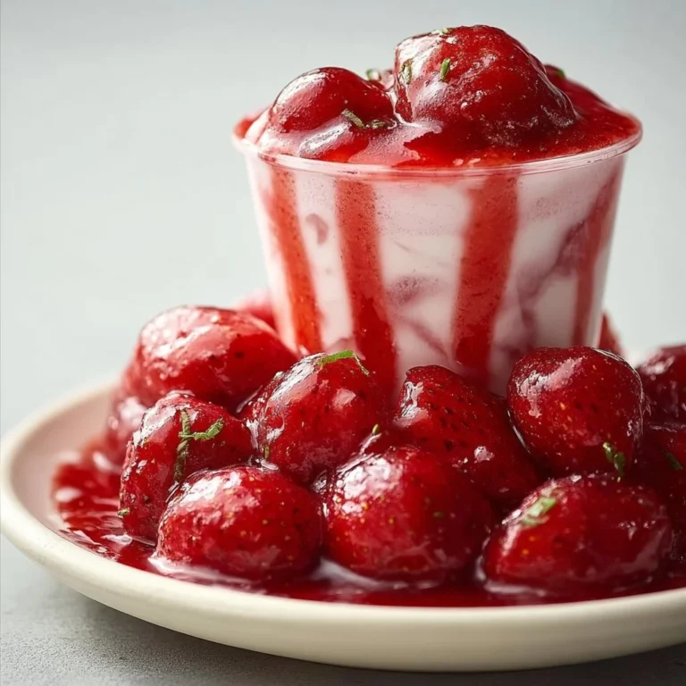 Delicious homemade strawberry compote in a glass jar