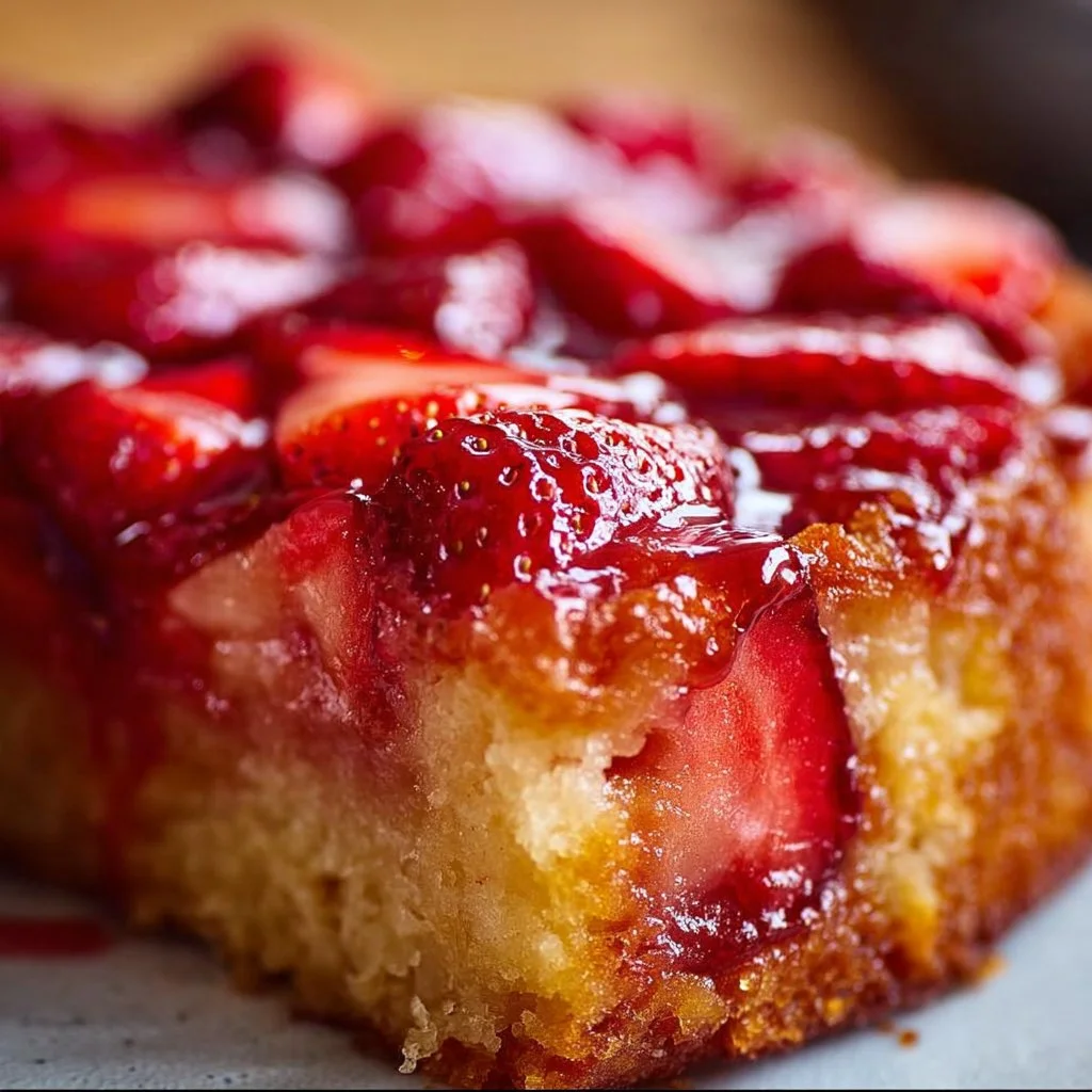 Strawberry Rhubarb Upside Down Cake