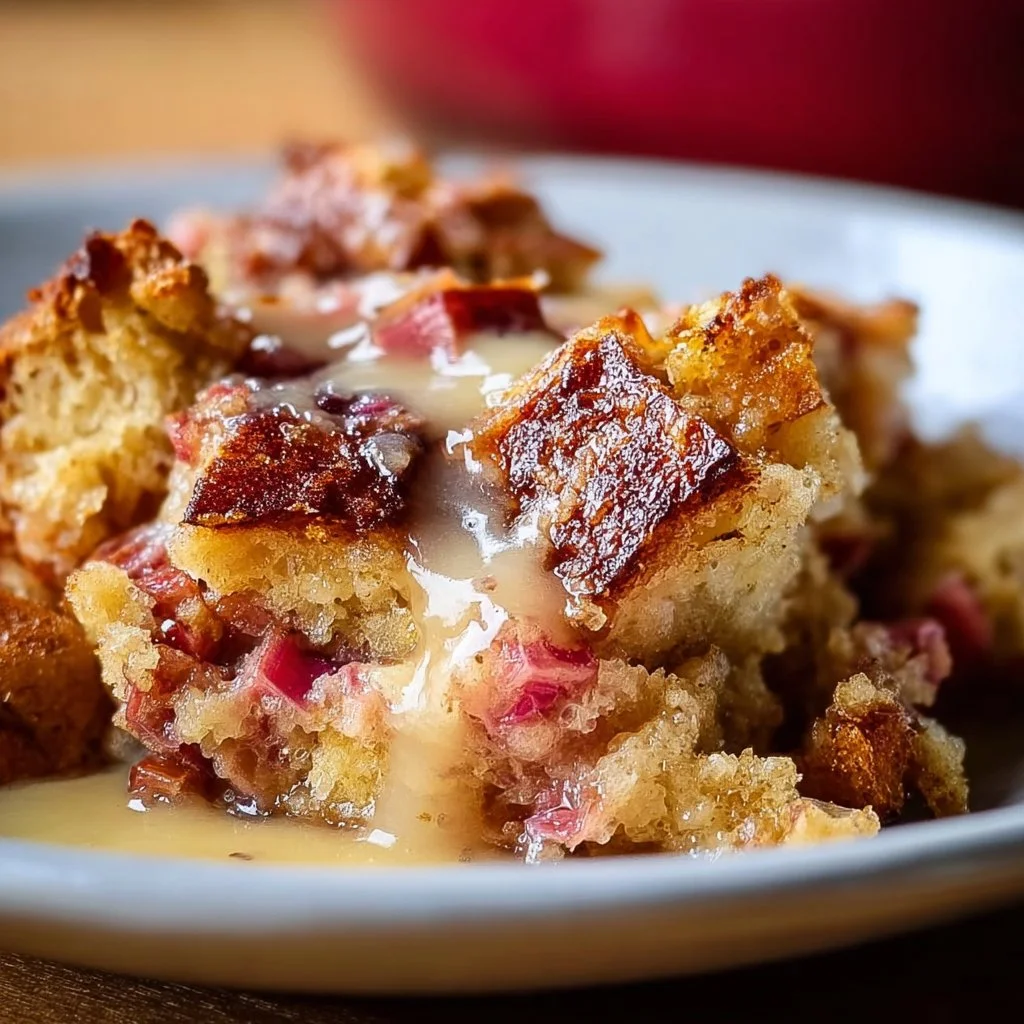 Tasty Rhubarb Bread Pudding