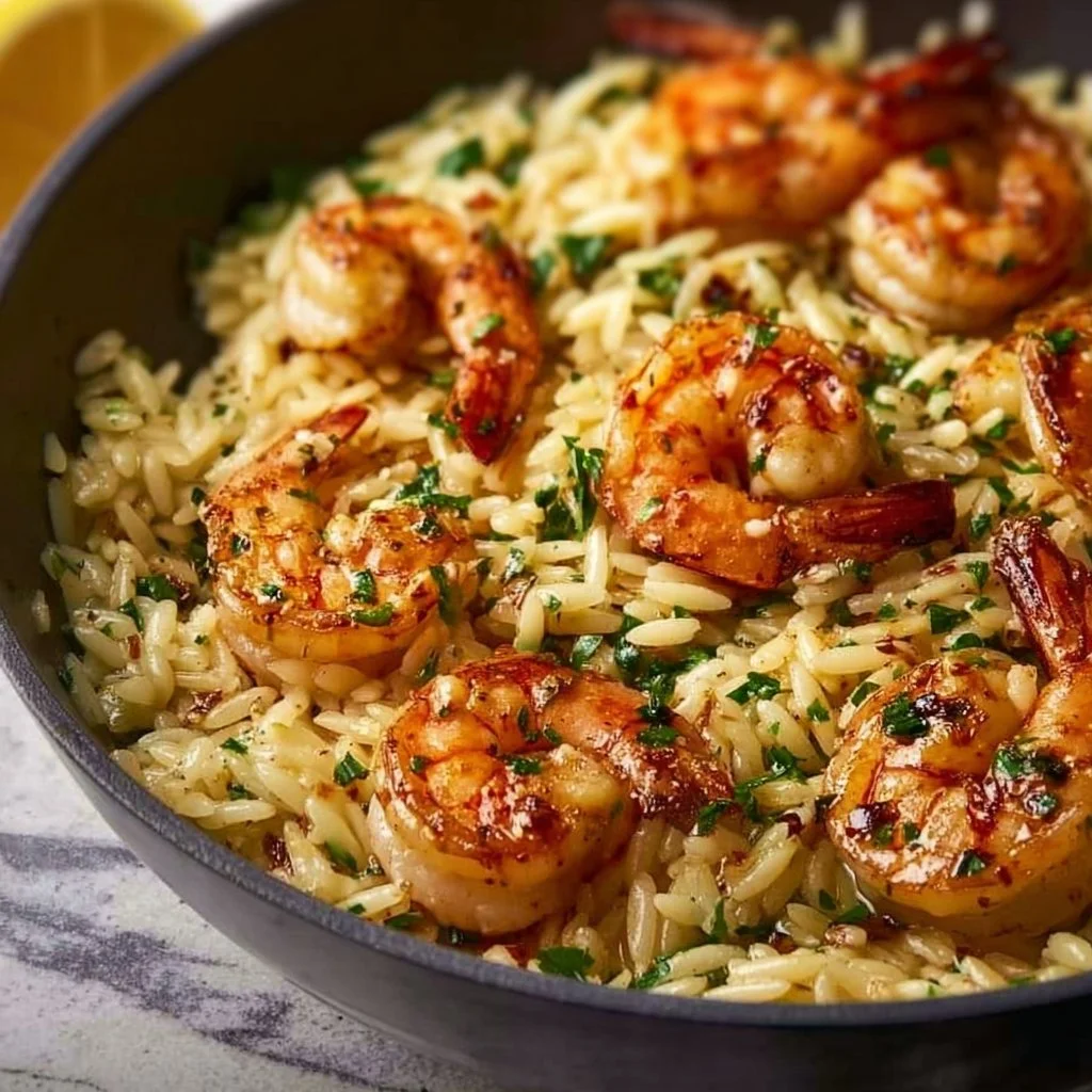 Zesty Lemon Garlic Shrimp Orzo