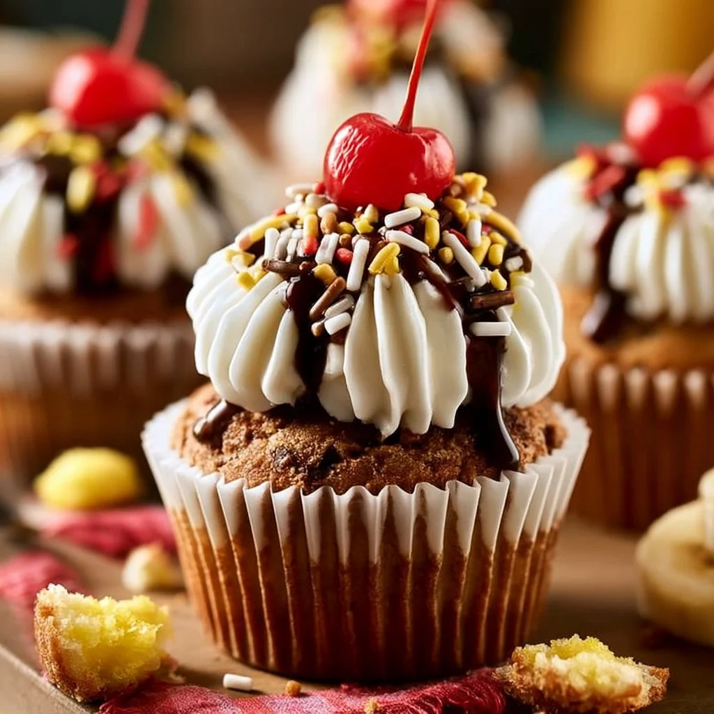 Banana Split Cupcakes