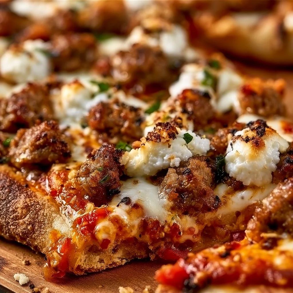 Beef Sausage Ricotta Honey Hot Pizza