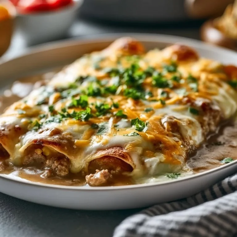 Delicious breakfast enchiladas topped with sausage gravy