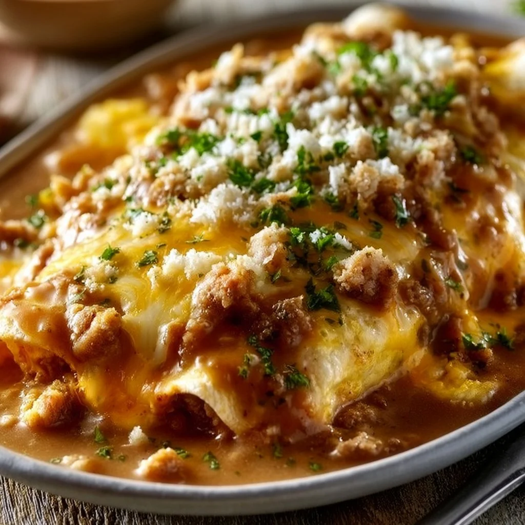 Breakfast Enchiladas with Sausage Gravy