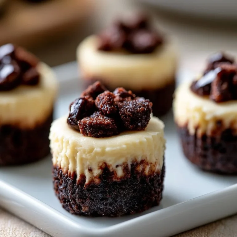 Brownie bottom mini cheesecakes topped with creamy cheese filling