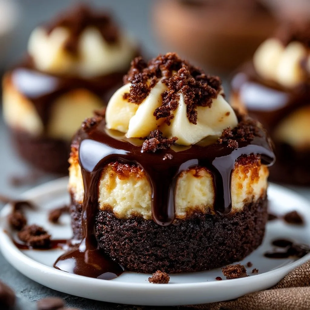 Brownie Bottom Mini Cheesecakes