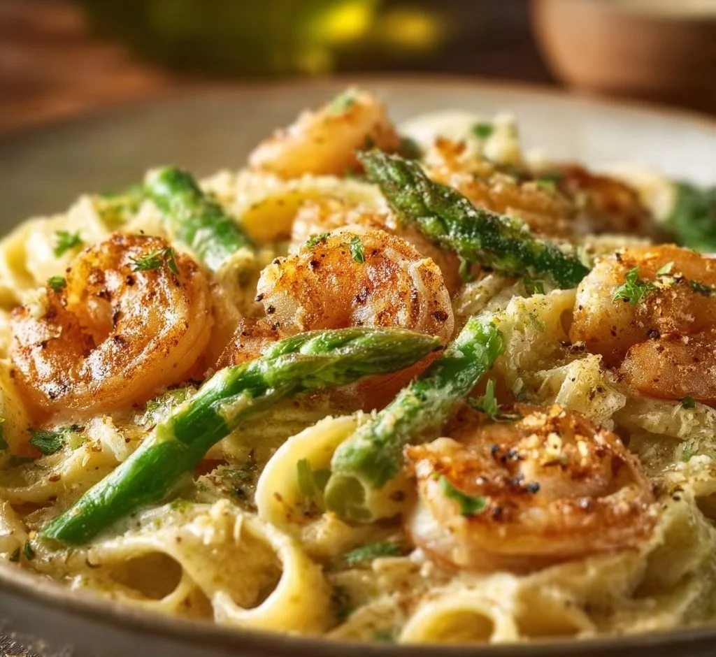 Cajun Shrimp Asparagus Cream Pasta