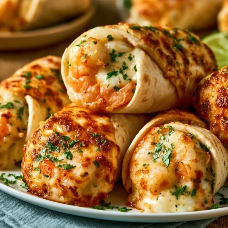Cheesy Seafood Tortilla Bombs filled with creamy seafood and cheese