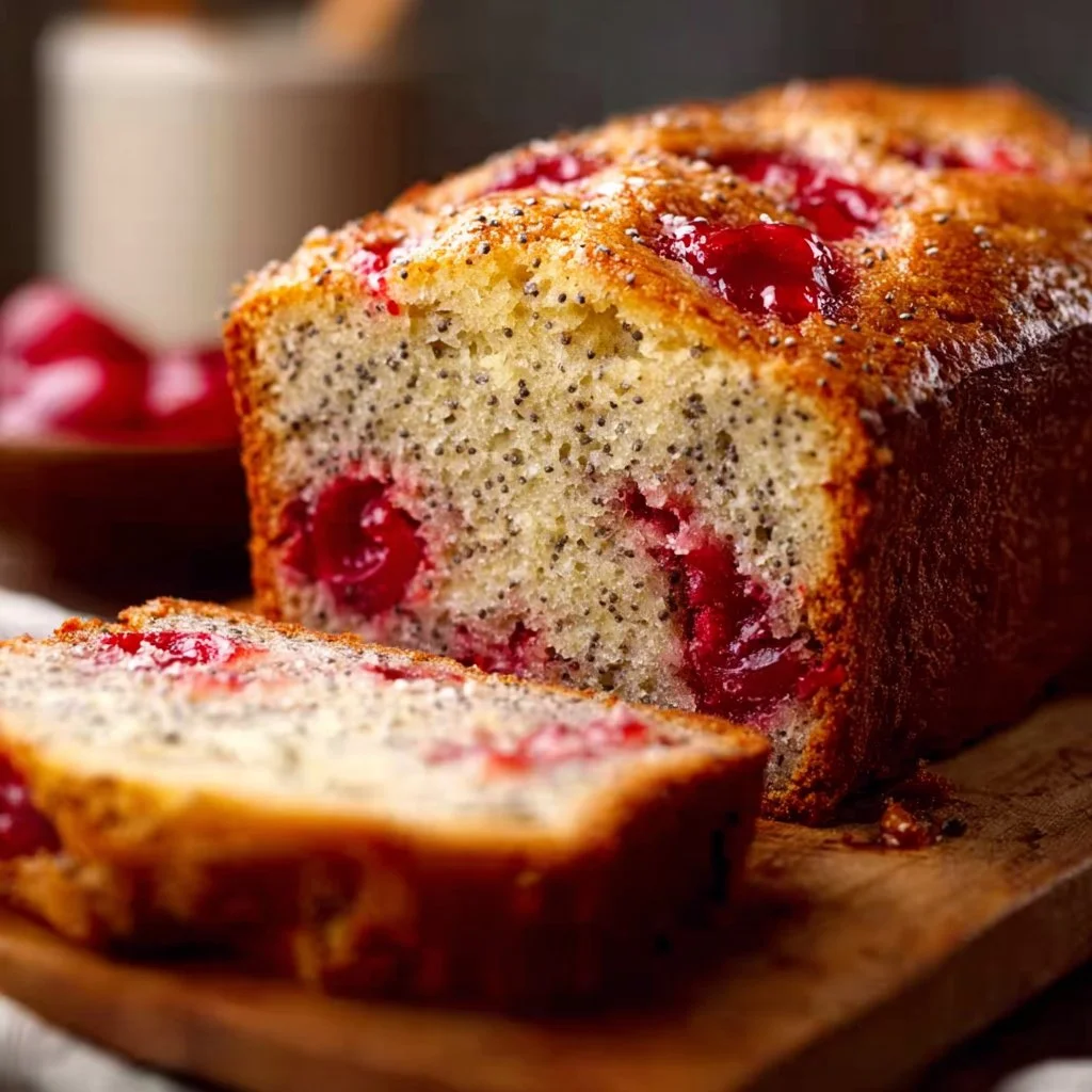 Cherry Almond Poppy Seed Quick Bread