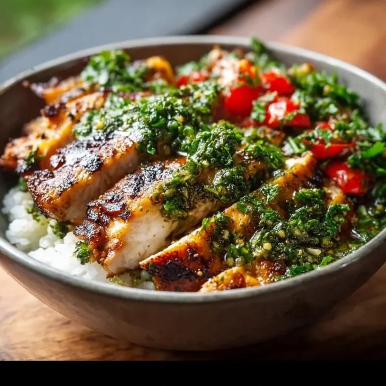 Chimichurri Grilled Chicken Bowl with Garlic Sauce and colorful vegetables