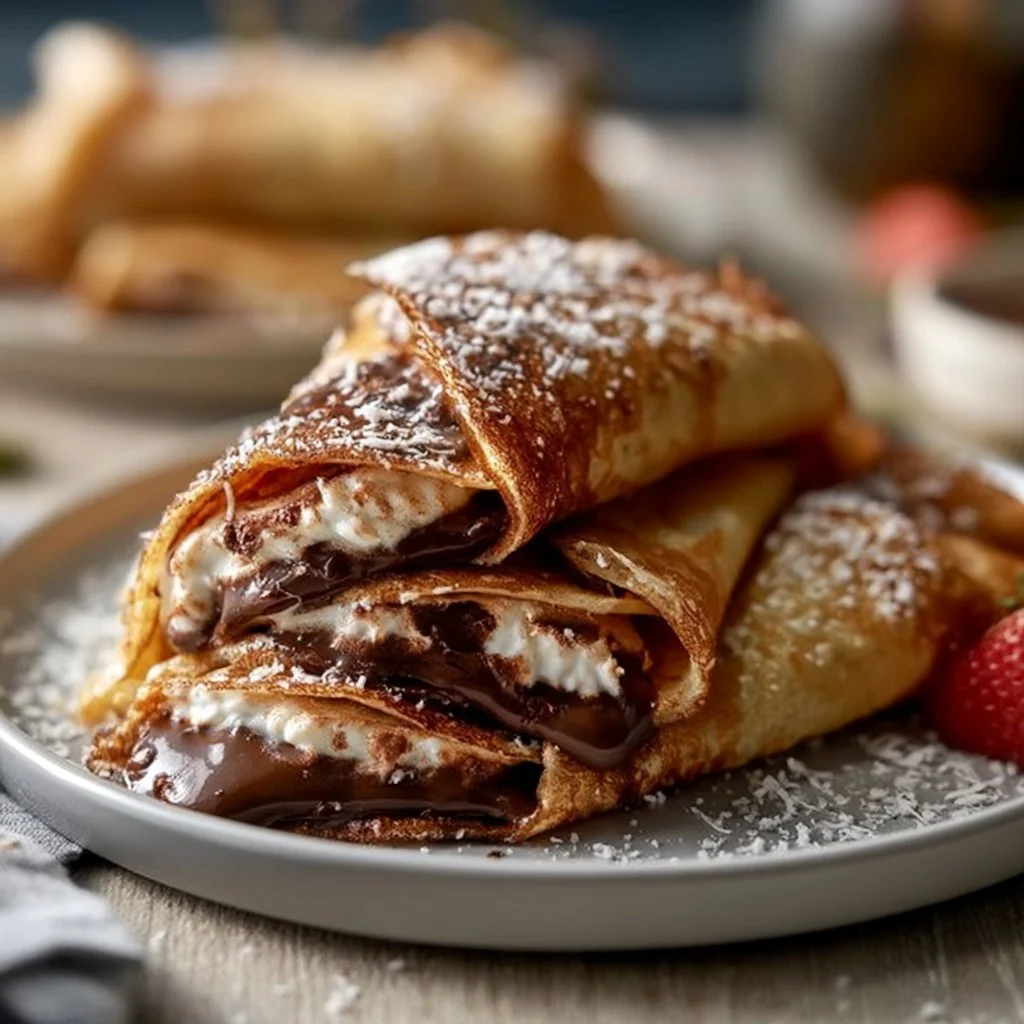 Chocolate Coconut Cream Stuffed Crepes