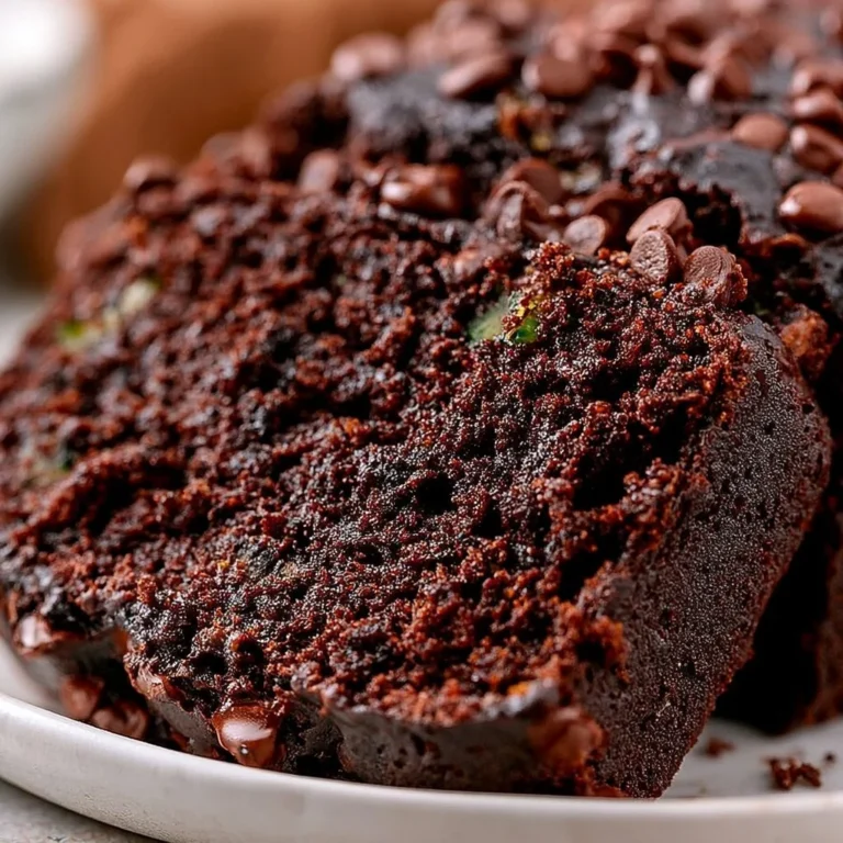 Delicious slice of chocolate zucchini bread on a plate