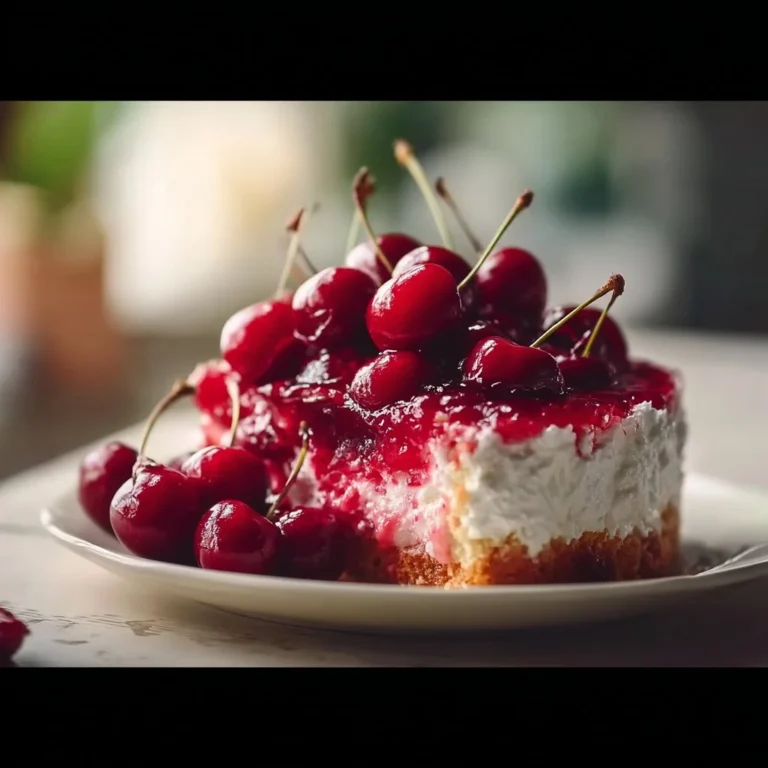 Classic Cherry Delight dessert with cherries and creamy topping
