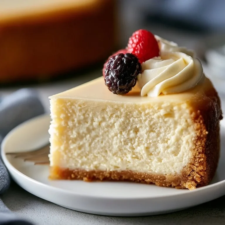 Classic New York Cheesecake with a buttery crust and creamy filling