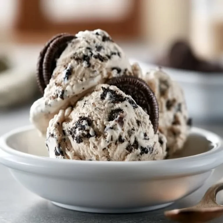 Delicious coffee cookies and cream ice cream served in a bowl
