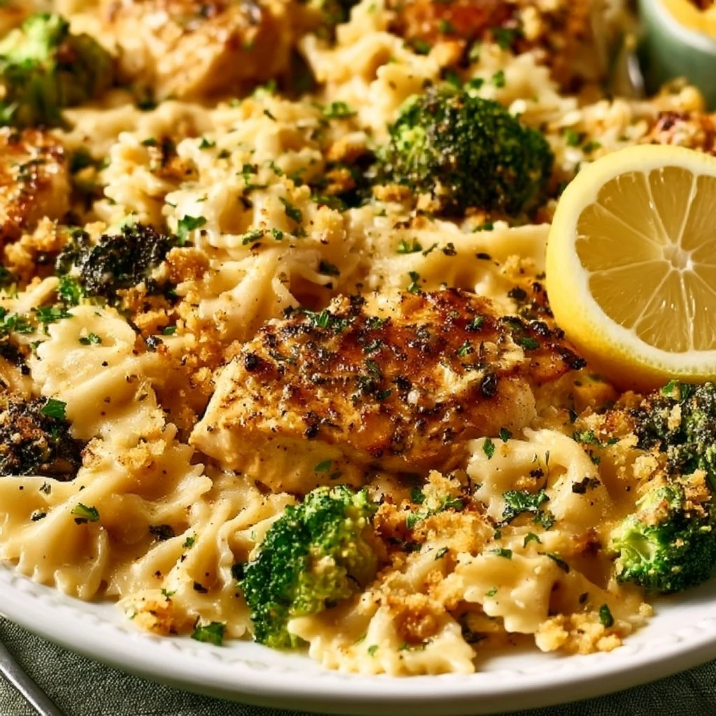 Cowboy Butter Lemon Bowtie Chicken with Broccoli